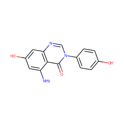 Nc1cc(O)cc2ncn(-c3ccc(O)cc3)c(=O)c12 ZINC000013685461