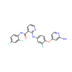 Nc1cc(Oc2ccc(Nc3ncccc3C(=O)Nc3ccc(F)cc3F)cc2F)ccn1 ZINC000044460256