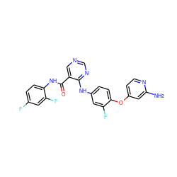 Nc1cc(Oc2ccc(Nc3ncncc3C(=O)Nc3ccc(F)cc3F)cc2F)ccn1 ZINC000049088211