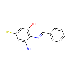 Nc1cc(S)cc(O)c1/N=C/c1ccccc1 ZINC000040875356