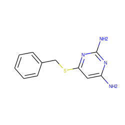 Nc1cc(SCc2ccccc2)nc(N)n1 ZINC000001670209