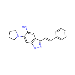 Nc1cc2c(/C=C/c3ccccc3)n[nH]c2cc1N1CCCC1 ZINC000049124752