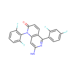 Nc1cc2c(ccc(=O)n2-c2c(F)cccc2F)c(-c2ccc(F)cc2F)n1 ZINC000036988459