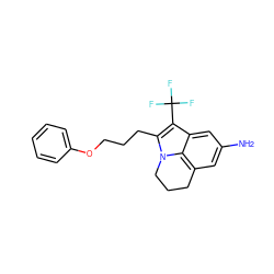 Nc1cc2c3c(c1)c(C(F)(F)F)c(CCCOc1ccccc1)n3CCC2 ZINC000205271901