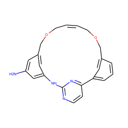 Nc1cc2cc(c1)Nc1nccc(n1)-c1cccc(c1)COCC=CCOC2 ZINC000254134643