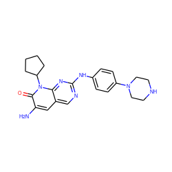 Nc1cc2cnc(Nc3ccc(N4CCNCC4)cc3)nc2n(C2CCCC2)c1=O ZINC001772616174