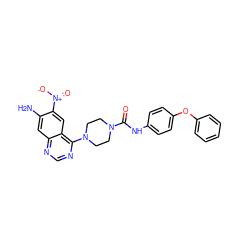 Nc1cc2ncnc(N3CCN(C(=O)Nc4ccc(Oc5ccccc5)cc4)CC3)c2cc1[N+](=O)[O-] ZINC000013538381