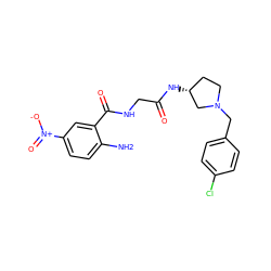 Nc1ccc([N+](=O)[O-])cc1C(=O)NCC(=O)N[C@@H]1CCN(Cc2ccc(Cl)cc2)C1 ZINC000029125946