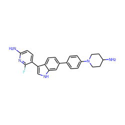 Nc1ccc(-c2c[nH]c3cc(-c4ccc(N5CCC(N)CC5)cc4)ccc23)c(F)n1 ZINC001772602229