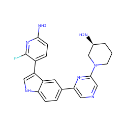 Nc1ccc(-c2c[nH]c3ccc(-c4cncc(N5CCC[C@H](N)C5)n4)cc23)c(F)n1 ZINC000073129814