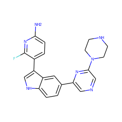 Nc1ccc(-c2c[nH]c3ccc(-c4cncc(N5CCNCC5)n4)cc23)c(F)n1 ZINC000073138087