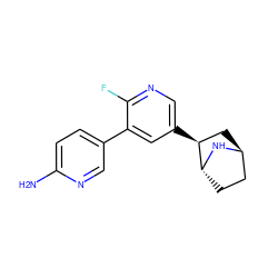 Nc1ccc(-c2cc([C@H]3C[C@H]4CC[C@H]3N4)cnc2F)cn1 ZINC000103249606