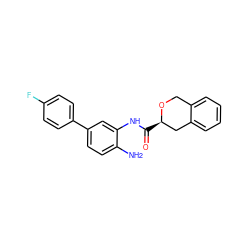 Nc1ccc(-c2ccc(F)cc2)cc1NC(=O)[C@@H]1Cc2ccccc2CO1 ZINC000653827665