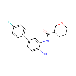 Nc1ccc(-c2ccc(F)cc2)cc1NC(=O)[C@H]1CCCOC1 ZINC000653827706