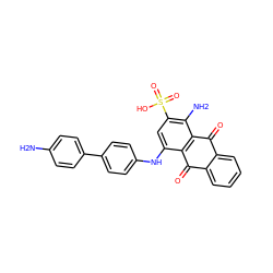 Nc1ccc(-c2ccc(Nc3cc(S(=O)(=O)O)c(N)c4c3C(=O)c3ccccc3C4=O)cc2)cc1 ZINC000095590748