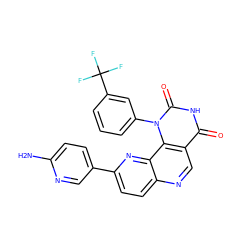 Nc1ccc(-c2ccc3ncc4c(=O)[nH]c(=O)n(-c5cccc(C(F)(F)F)c5)c4c3n2)cn1 ZINC000215411325