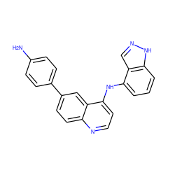 Nc1ccc(-c2ccc3nccc(Nc4cccc5[nH]ncc45)c3c2)cc1 ZINC000143116314