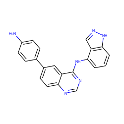 Nc1ccc(-c2ccc3ncnc(Nc4cccc5[nH]ncc45)c3c2)cc1 ZINC000143028970