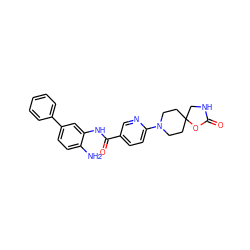 Nc1ccc(-c2ccccc2)cc1NC(=O)c1ccc(N2CCC3(CC2)CNC(=O)O3)nc1 ZINC000116739920