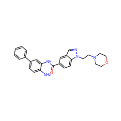 Nc1ccc(-c2ccccc2)cc1NC(=O)c1ccc2c(cnn2CCN2CCOCC2)c1 ZINC000144495347
