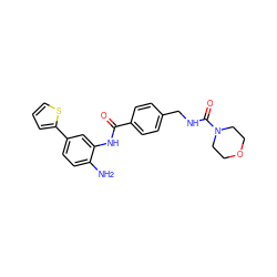 Nc1ccc(-c2cccs2)cc1NC(=O)c1ccc(CNC(=O)N2CCOCC2)cc1 ZINC000073294912