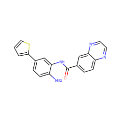 Nc1ccc(-c2cccs2)cc1NC(=O)c1ccc2nccnc2c1 ZINC000014970823