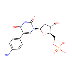 Nc1ccc(-c2cn([C@H]3C[C@H](O)[C@@H](COP(=O)(O)O)O3)c(=O)[nH]c2=O)cc1 ZINC000169320528