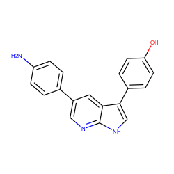 Nc1ccc(-c2cnc3[nH]cc(-c4ccc(O)cc4)c3c2)cc1 ZINC001772573603