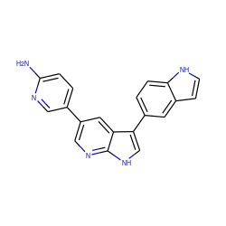 Nc1ccc(-c2cnc3[nH]cc(-c4ccc5[nH]ccc5c4)c3c2)cn1 ZINC000096285236