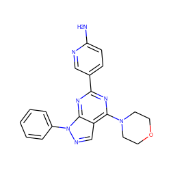 Nc1ccc(-c2nc(N3CCOCC3)c3cnn(-c4ccccc4)c3n2)cn1 ZINC000049112190