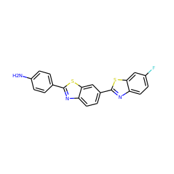 Nc1ccc(-c2nc3ccc(-c4nc5ccc(F)cc5s4)cc3s2)cc1 ZINC000028713971