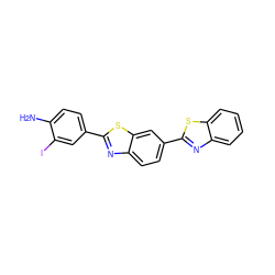 Nc1ccc(-c2nc3ccc(-c4nc5ccccc5s4)cc3s2)cc1I ZINC000028713978