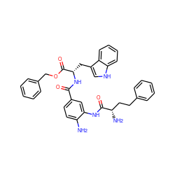 Nc1ccc(C(=O)N[C@@H](Cc2c[nH]c3ccccc23)C(=O)OCc2ccccc2)cc1NC(=O)[C@@H](N)CCc1ccccc1 ZINC000096283134