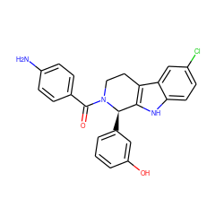 Nc1ccc(C(=O)N2CCc3c([nH]c4ccc(Cl)cc34)[C@H]2c2cccc(O)c2)cc1 ZINC000049808052