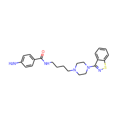 Nc1ccc(C(=O)NCCCCN2CCN(c3nsc4ccccc34)CC2)cc1 ZINC000013747141