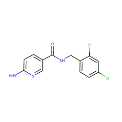 Nc1ccc(C(=O)NCc2ccc(Cl)cc2Cl)cn1 ZINC000045245975