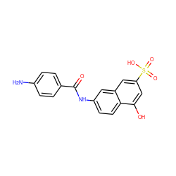 Nc1ccc(C(=O)Nc2ccc3c(O)cc(S(=O)(=O)O)cc3c2)cc1 ZINC000001577002