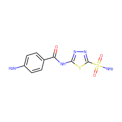 Nc1ccc(C(=O)Nc2nnc(S(N)(=O)=O)s2)cc1 ZINC000653861683