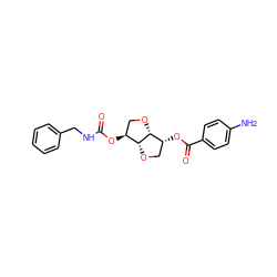 Nc1ccc(C(=O)O[C@@H]2CO[C@@H]3[C@@H](OC(=O)NCc4ccccc4)CO[C@H]23)cc1 ZINC000045286550