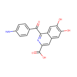 Nc1ccc(C(=O)c2nc(C(=O)O)cc3cc(O)c(O)cc23)cc1 ZINC000013490152