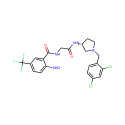 Nc1ccc(C(F)(F)F)cc1C(=O)NCC(=O)N[C@@H]1CCN(Cc2ccc(Cl)cc2Cl)C1 ZINC000029125557