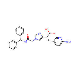 Nc1ccc(C[C@@H](C(=O)O)c2cn(CC(=O)NC(c3ccccc3)c3ccccc3)cn2)cn1 ZINC000035934924