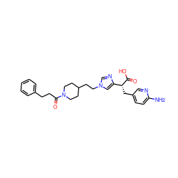 Nc1ccc(C[C@@H](C(=O)O)c2cn(CCC3CCN(C(=O)CCc4ccccc4)CC3)cn2)cn1 ZINC000038255977