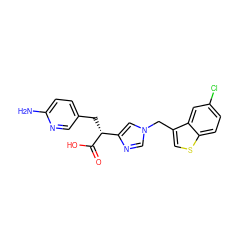 Nc1ccc(C[C@@H](C(=O)O)c2cn(Cc3csc4ccc(Cl)cc34)cn2)cn1 ZINC000034630179