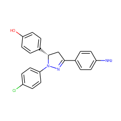 Nc1ccc(C2=NN(c3ccc(Cl)cc3)[C@H](c3ccc(O)cc3)C2)cc1 ZINC000299824328