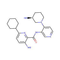 Nc1ccc(C2CCCCC2)nc1C(=O)Nc1cnccc1N1CCC[C@H](N)C1 ZINC000169159429