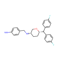 Nc1ccc(CN[C@H]2CC[C@@H](C(c3ccc(F)cc3)c3ccc(F)cc3)OC2)cc1 ZINC000103228731