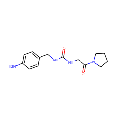 Nc1ccc(CNC(=O)NCC(=O)N2CCCC2)cc1 ZINC000098208504