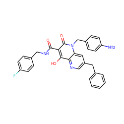 Nc1ccc(Cn2c(=O)c(C(=O)NCc3ccc(F)cc3)c(O)c3ncc(Cc4ccccc4)cc32)cc1 ZINC000102897732