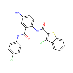 Nc1ccc(NC(=O)c2sc3ccccc3c2Cl)c(C(=O)Nc2ccc(Cl)cc2)c1 ZINC000013487486